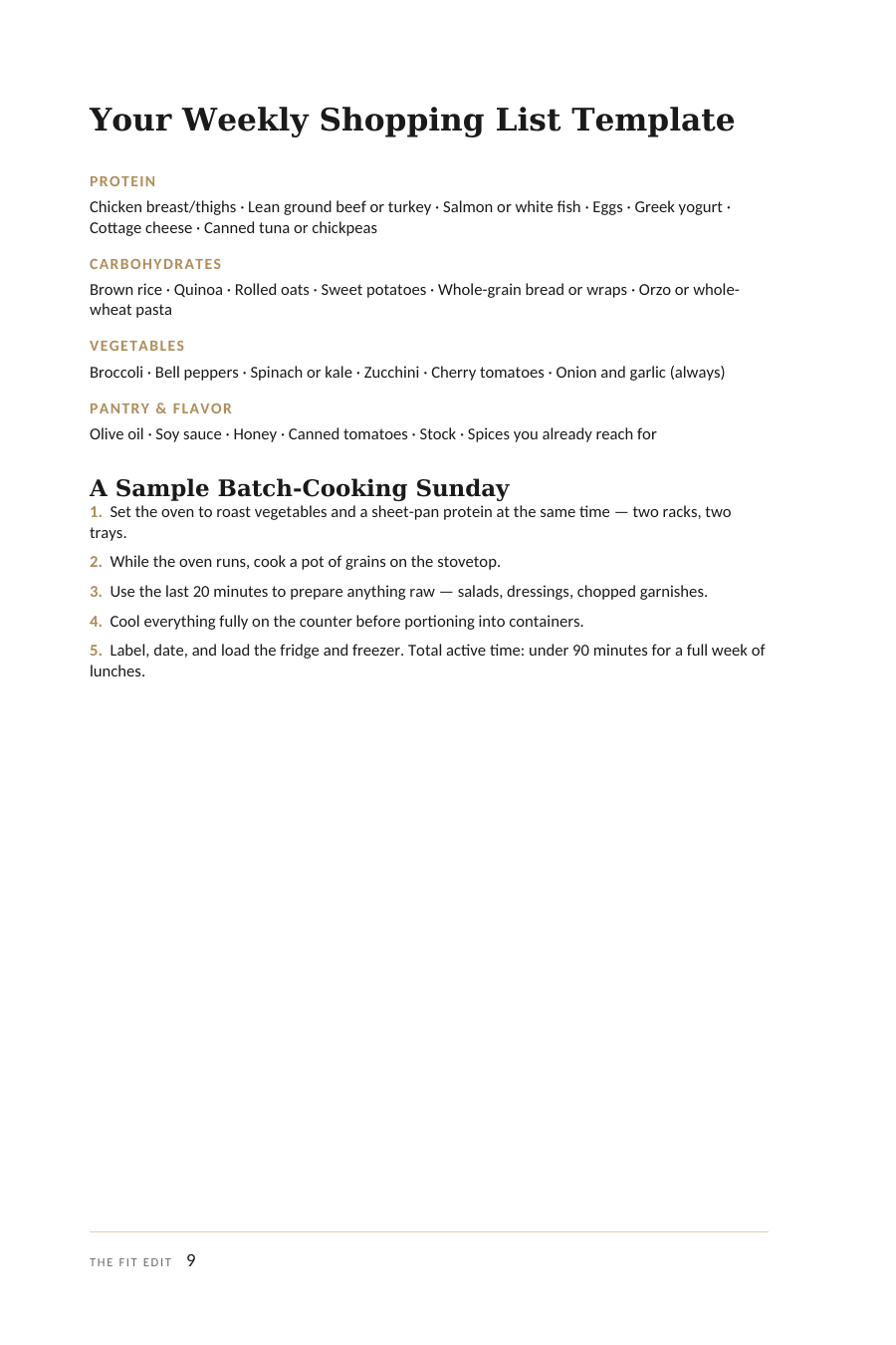 Weekly Shopping List from The Protein Meal Prep Edit