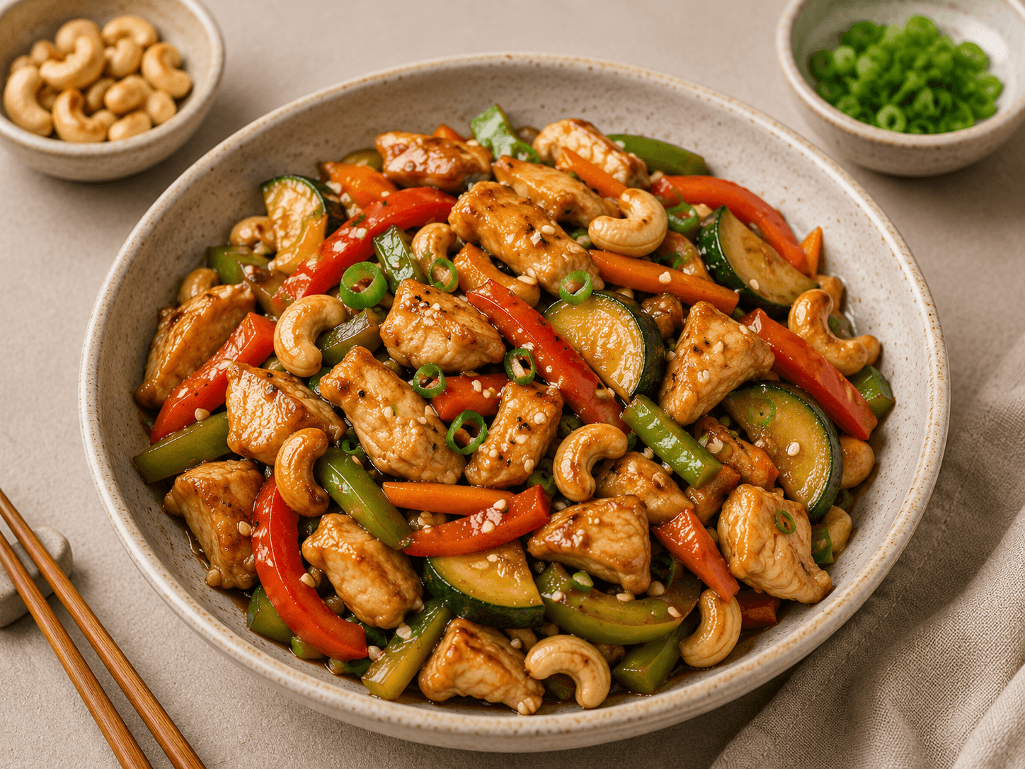 Chicken & Vegetable Stir-Fry with Cashews