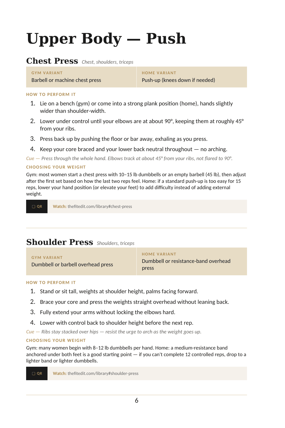 The Strength Edit exercise guidance page